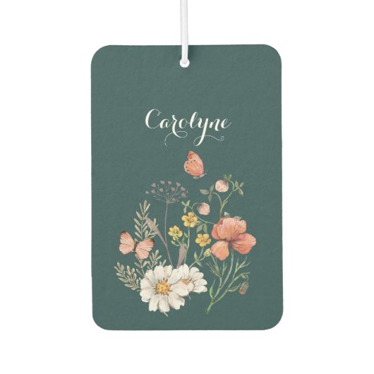 Blauwgroen Floral Luchtverfrisser (Voorkant)