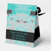 Blauwgroen Floral met grijze bruiloften Bedankdoosjes (Achterkant)