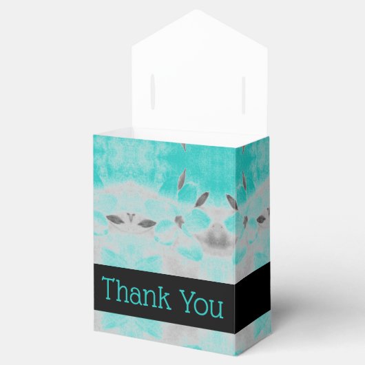Blauwgroen Floral met grijze bruiloften Bedankdoosjes (Geopend)