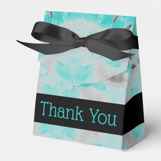 Blauwgroen Floral met grijze bruiloften Bedankdoosjes (Voorkant Zijde)