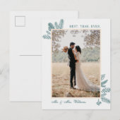 Blauwgroen Floral met prettige kerst | Fotovakanti Feestdagenkaart (Voorkant / Achterkant)