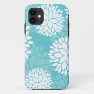Blauwgroen Floral Pattern Hoesjes