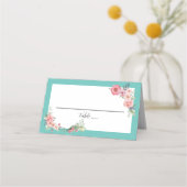 Blauwgroen Floral Plaatskaartje (Achterkant)