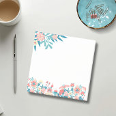 Blauwgroen Floral Post it Note