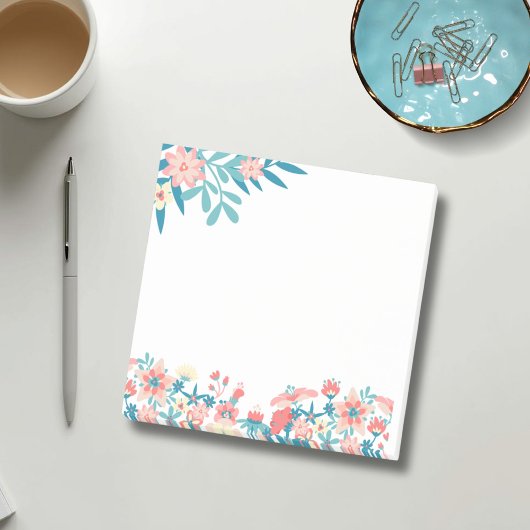 Blauwgroen Floral Post it Note