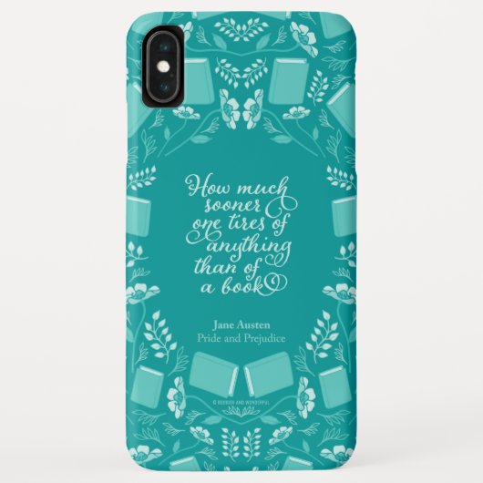 Blauwgroen Floral Pride & Prejudice Bookish Quote Case-Mate iPhone Case (Achterkant)