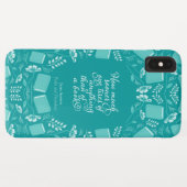 Blauwgroen Floral Pride & Prejudice Bookish Quote Case-Mate iPhone Case (Achterkant (horizontaal))