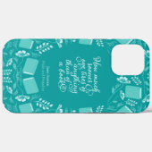 Blauwgroen Floral Pride & Prejudice Bookish Quote Case-Mate iPhone Case (Achterkant (horizontaal))