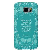 Blauwgroen Floral Pride & Prejudice Bookish Quote