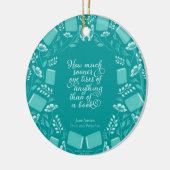 Blauwgroen Floral Pride & Prejudice Bookish Quote Keramisch Ornament (Links)