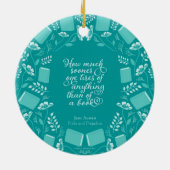 Blauwgroen Floral Pride & Prejudice Bookish Quote Keramisch Ornament (Achterkant)