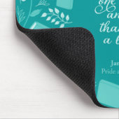 Blauwgroen Floral Pride & Prejudice Bookish Quote Muismat (Hoek)