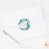 Blauwgroen Floral Quinceanera Classic Round Sticke Ronde Sticker (Envelop)