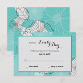 Blauwgroen Floral-reactiekaart Kaart (Voorkant / Achterkant)