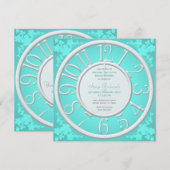 Blauwgroen Floral rond het Vrijgezellenfeest van d Kaart (Voorkant / Achterkant)