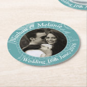 Blauwgroen Floral Ronde Kartonnen Onderzetter (Gebogen)