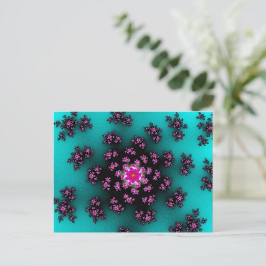 Blauwgroen Floral Sprinkles Briefkaart (Staand voorkant)