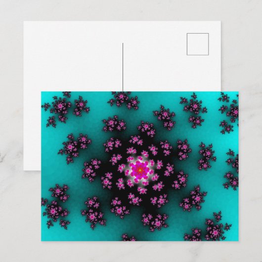 Blauwgroen Floral Sprinkles Briefkaart (Voorkant / Achterkant)