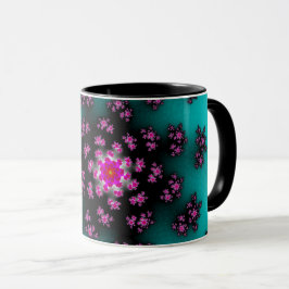 Blauwgroen Floral Sprinkles Mok