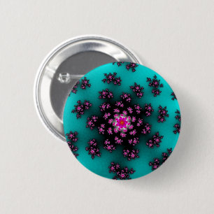Blauwgroen Floral Sprinkles Ronde Button 5,7 Cm