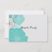 Blauwgroen Floral Stationery Notitiekaartje (Voorkant)