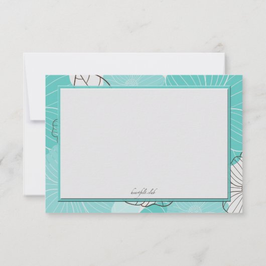 Blauwgroen Floral Stationery Notitiekaartje (Achterkant)
