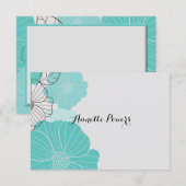 Blauwgroen Floral Stationery Notitiekaartje (Voorkant / Achterkant)
