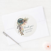 Blauwgroen Floral Wedding Dank je Ronde Sticker (Envelop)