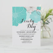 Blauwgroen Floral Wedding Invitations Kaart (Staand voorkant)