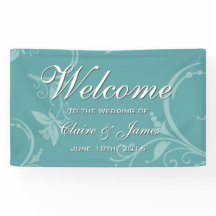 Blauwgroen Floral Welcome Wedding
