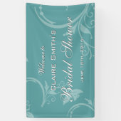  Blauwgroen Floral Welkom Vrijgezellenfeest Spandoek (Verticaal)