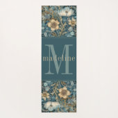  Blauwgroen Floral William Morris Monogram Yogamat (Achterkant)