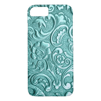 Blauwgroen florale reliëf. Case-Mate iPhone case