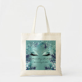 Blauwgroen Florals Eyes Glitter Drips Bruiloft Bru Tote Bag
