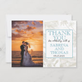 Blauwgroen Florida bruiloft foto dank u Bedankkaart (Voorkant)