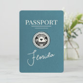 Blauwgroen Florida Passport Bewaar de datum Save The Date (Staand voorkant)