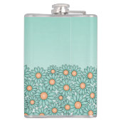 Blauwgroen Flower Bridesmaid Flask Heupfles (Achterkant)