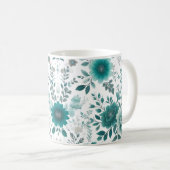 💐Blauwgroen Flower Delight Koffiemok (Voorkant rechts)