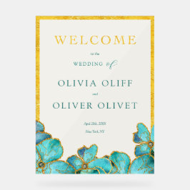 Blauwgroen Flowers Weddenschap Acryl Bord