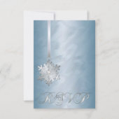 Blauwgroen Foil Silver Snowflake Jewel RSVP Uitnod (Voorkant)