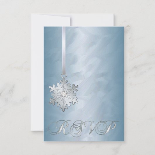 Blauwgroen Foil Silver Snowflake Jewel RSVP Uitnod (Voorkant)