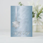 Blauwgroen Foil Silver Snowflake Jewel RSVP Uitnod (Staand voorkant)