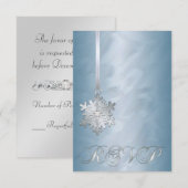 Blauwgroen Foil Silver Snowflake Jewel RSVP Uitnod (Voorkant / Achterkant)