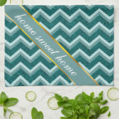 Blauwgroen Folie in reliëf Theedoek (Gevouwen)