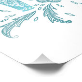 Blauwgroen Folk-kunst in Dala Horse Foto Afdruk (Hoek)