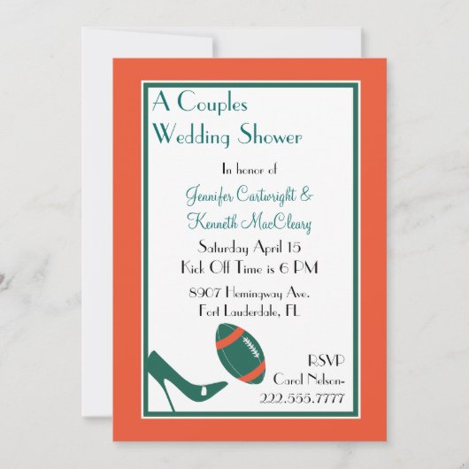 Blauwgroen Footballs paren bruiloft - Uitnodiging (Voorkant)