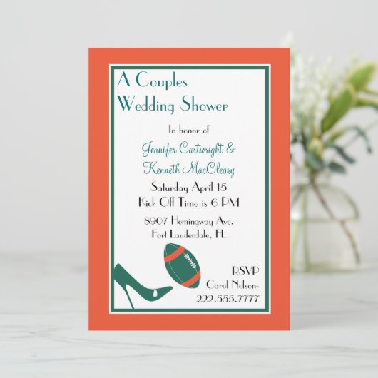 Blauwgroen Footballs paren bruiloft - Uitnodiging (Staand voorkant)