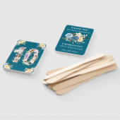 Blauwgroen foto 10e verjaardag Collage Yellow Flow Handwaaier (Niet-gemonteerd)