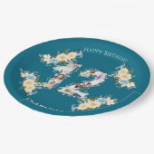 Blauwgroen foto 12e verjaardag Collage Yellow Flow Papieren Bordje (Gekanteld)