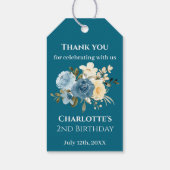 Blauwgroen foto 2e verjaardag Collage Blue Yellow  Cadeaulabel (Achterkant)